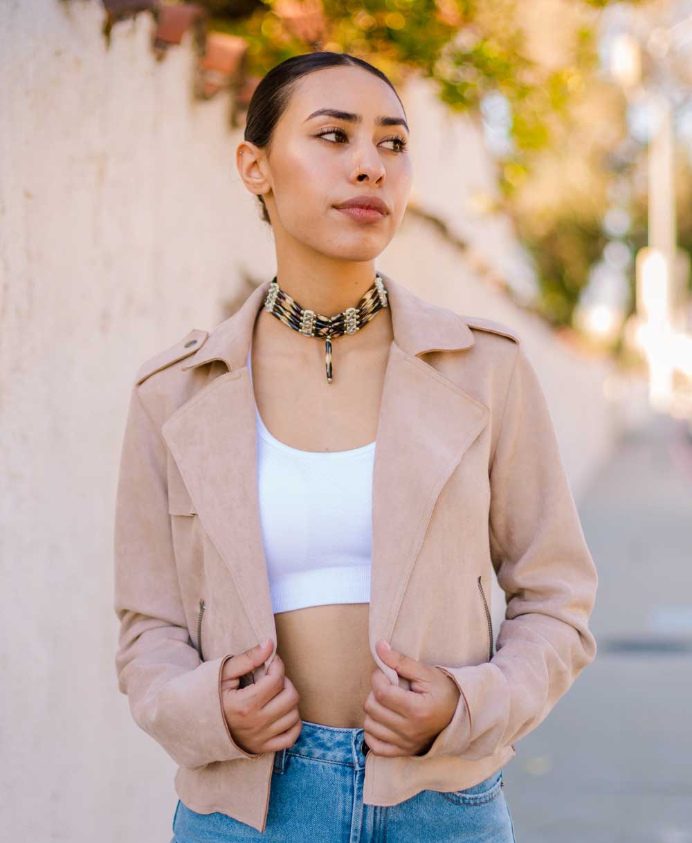 Native American Style Bone Choker Necklace with Buffalo Bone Hairpipe Beads