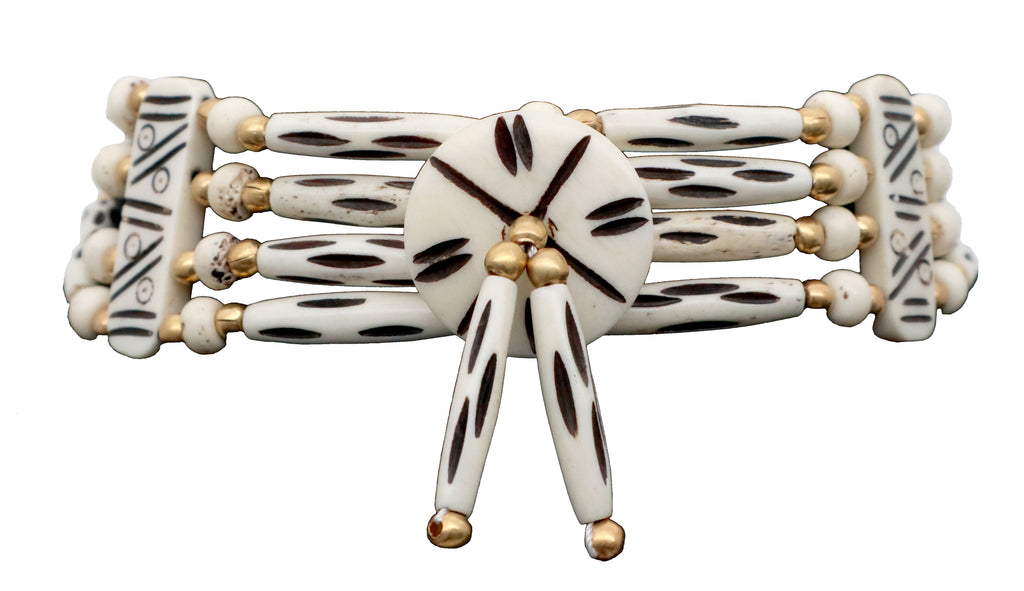 Native American Style Bone Choker Necklace with Buffalo Bone Hairpipe Beads