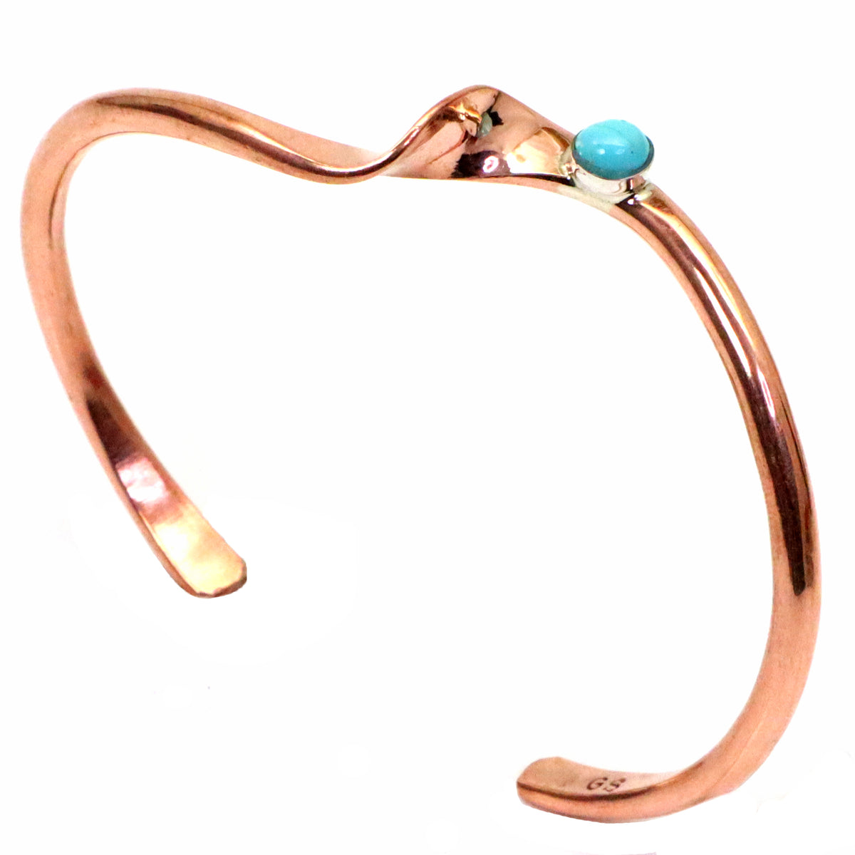 Navajo Copper Cuff Bracelet with Turquoise Cabochon, Handmade in USA
