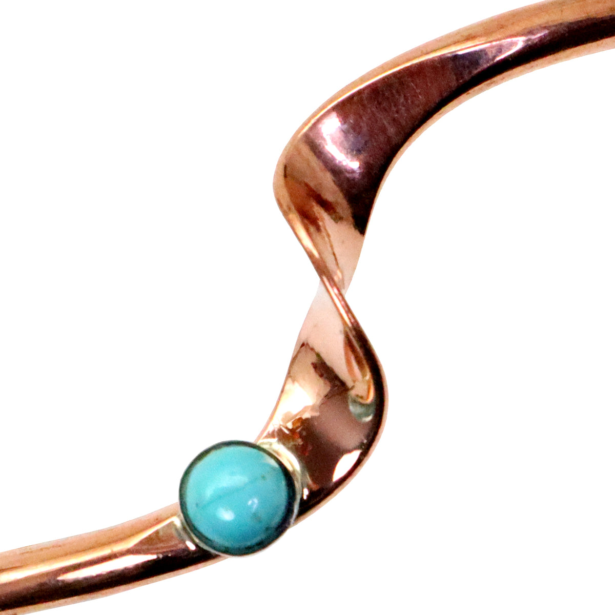 Navajo Copper Cuff Bracelet with Turquoise Cabochon, Handmade in USA