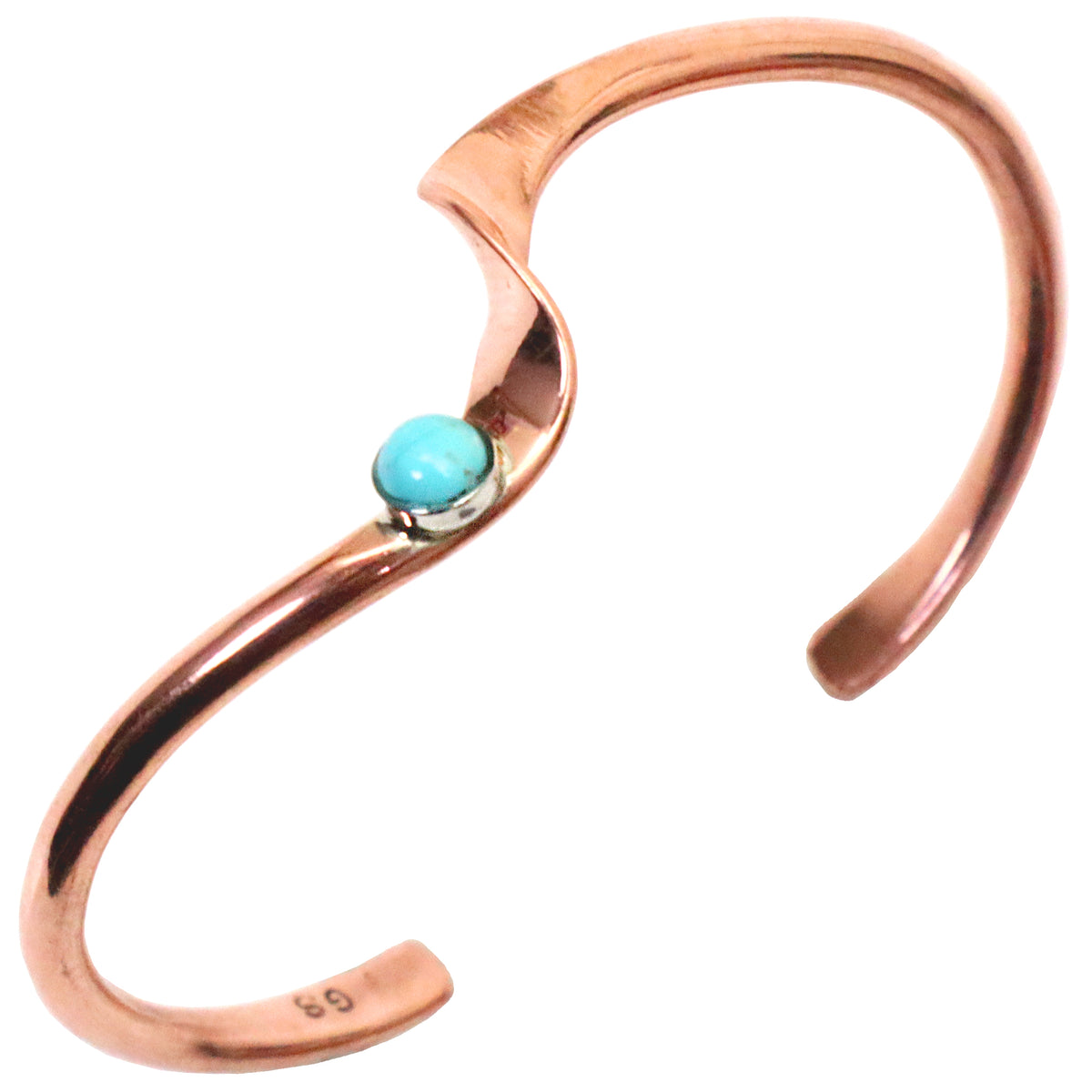 Navajo Copper Cuff Bracelet with Turquoise Cabochon, Handmade in USA