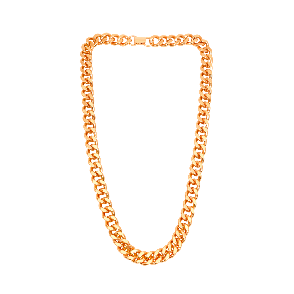 Men's Solid Copper Cuban Link Curb Chain Necklace, 24 Inches