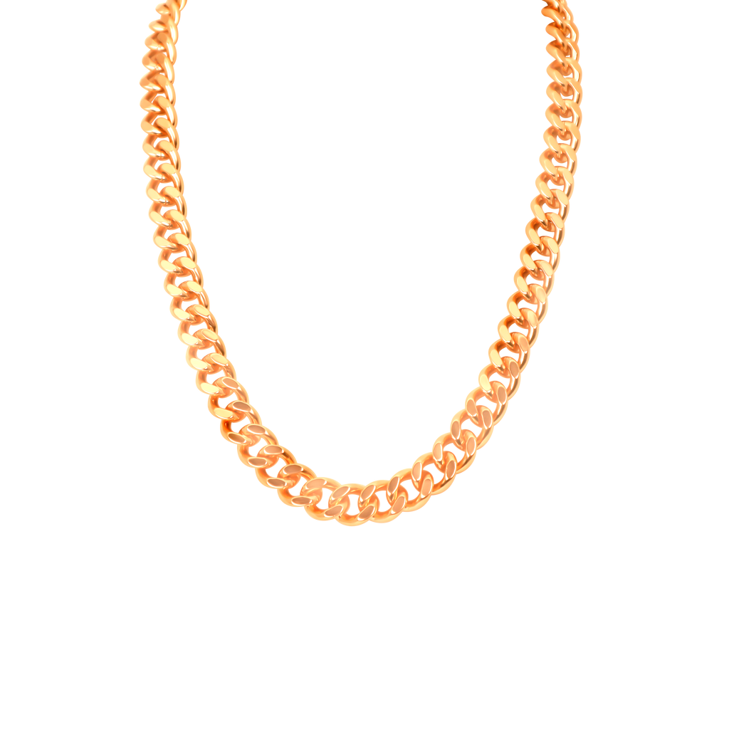 Men's Solid Copper Cuban Link Curb Chain Necklace, 24 Inches