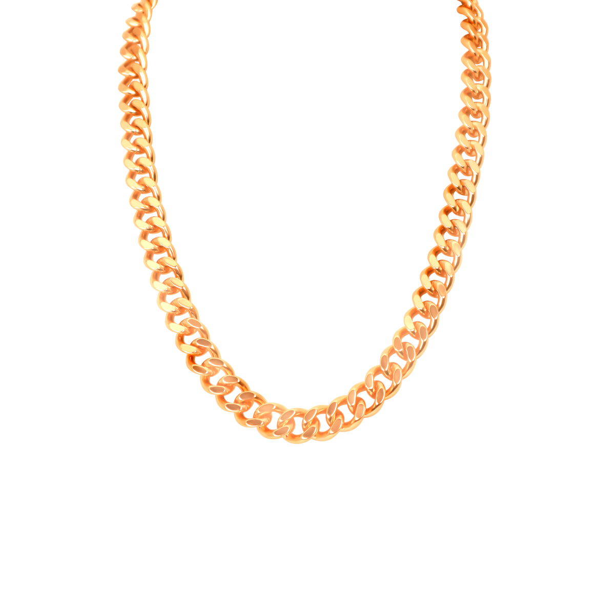 Men's Solid Copper Cuban Link Curb Chain Necklace, 24 Inches