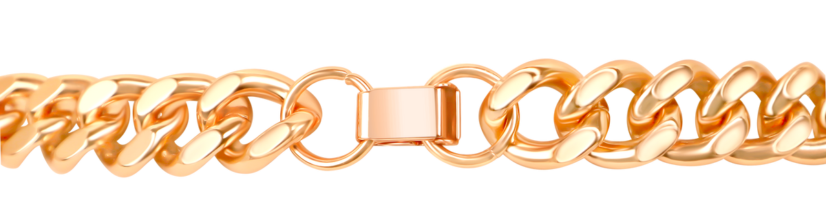 Men's Solid Copper Cuban Link Bracelet, Wide Rider Chain, 8.5"