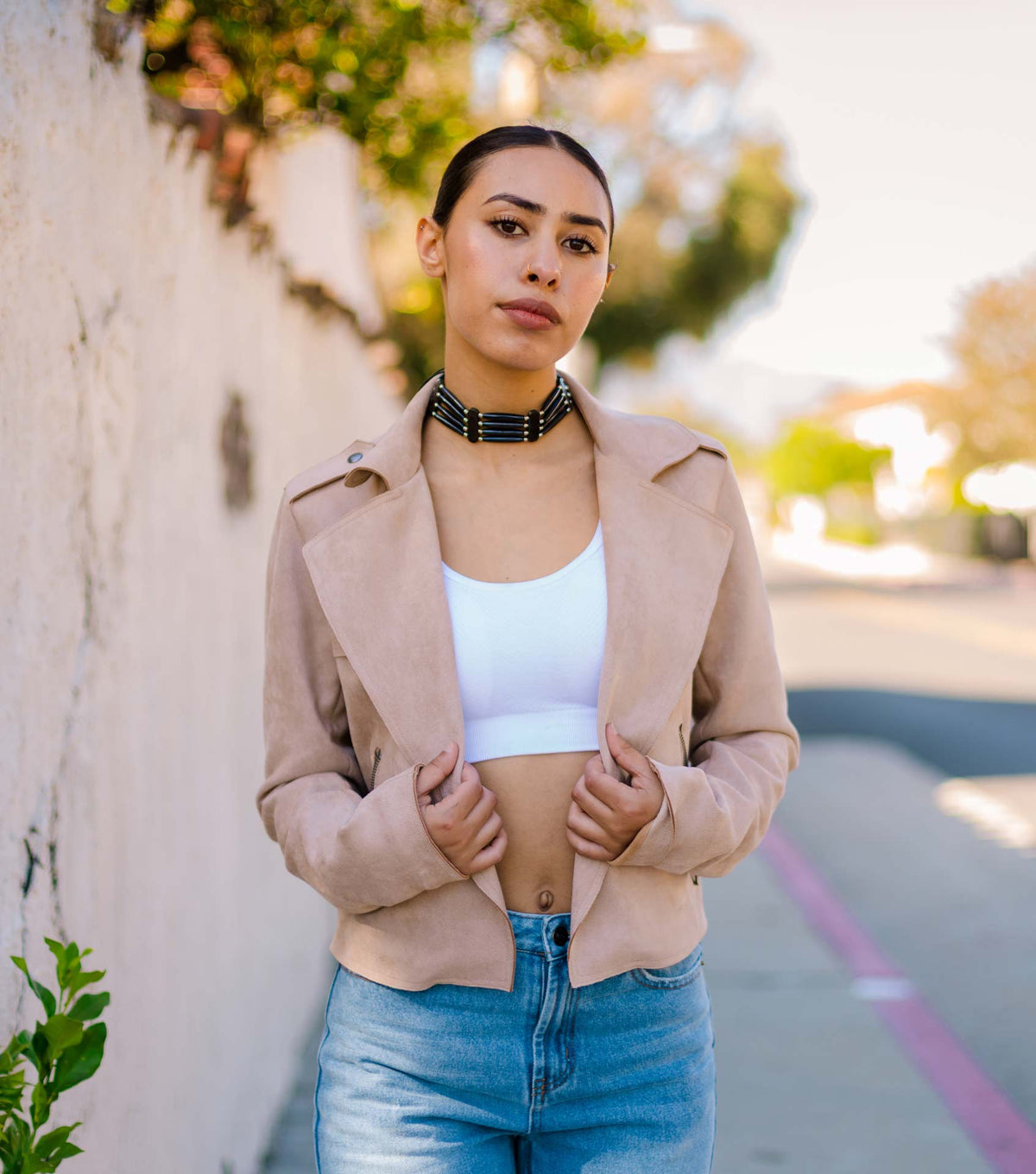 Native American Style Bone Choker Necklace with Buffalo Bone Hairpipe Beads