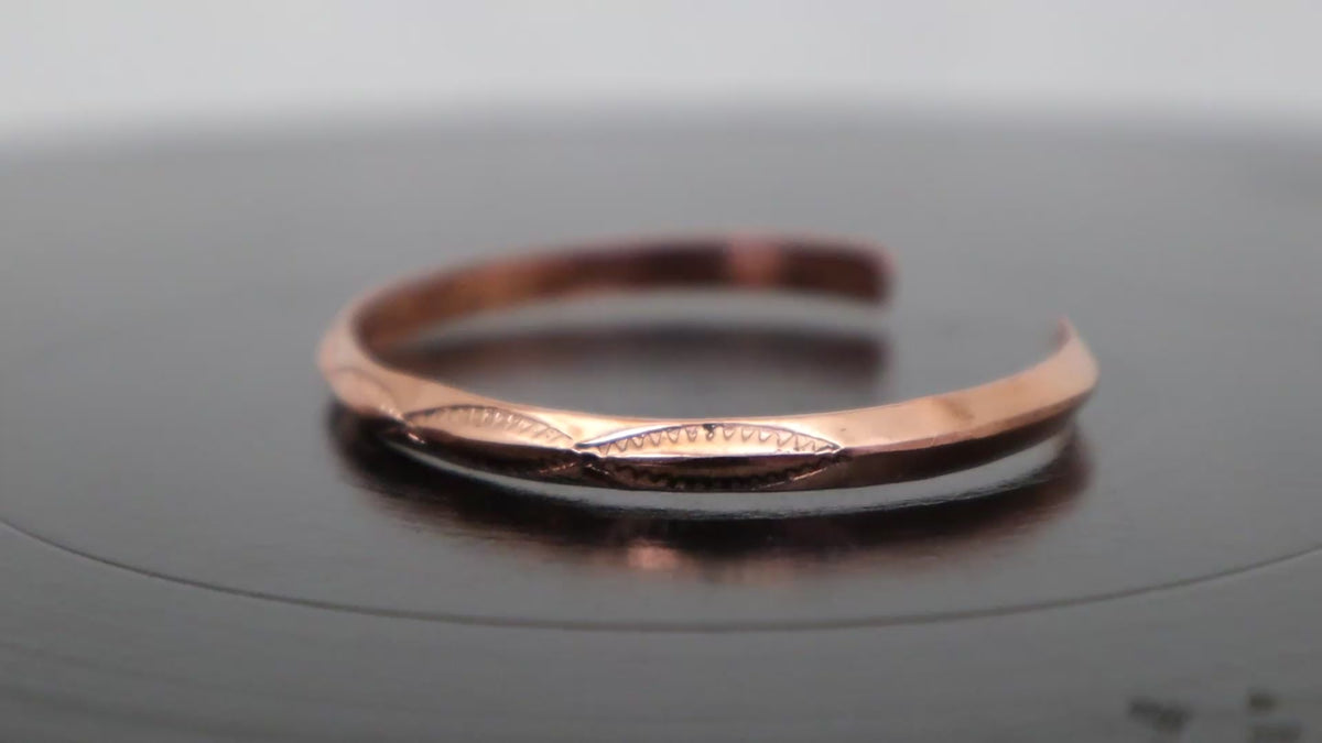 Navajo Sunburst Copper Cuff Bracelet, Handmade by Shirley Plummer