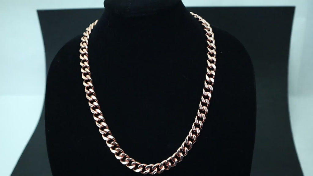 Men's Solid Copper Cuban Link Curb Chain Necklace, 24 Inches